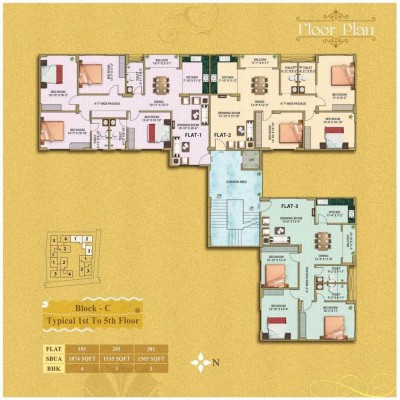 Block Charles ~ 1st to 5th Floor Plan
